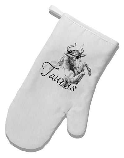 Taurus Illustration White Printed Fabric Oven Mitt-Oven Mitt-TooLoud-White-Davson Sales