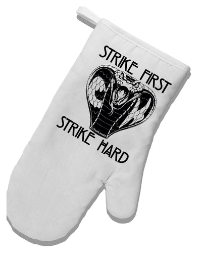 TooLoud Strike First Strike Hard Cobra White Printed Fabric Oven Mitt-OvenMitts-TooLoud-Davson Sales