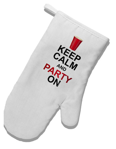 Keep Calm - Party Beer White Printed Fabric Oven Mitt-Oven Mitt-TooLoud-White-Davson Sales