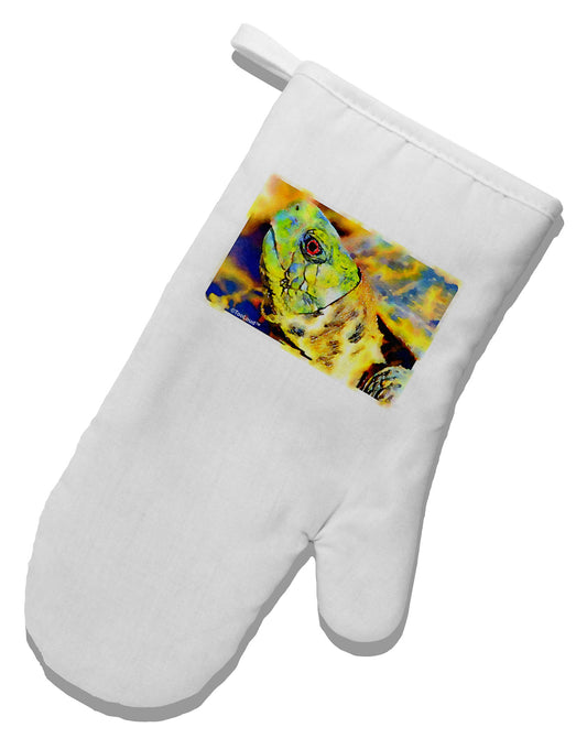 Menacing Turtle Watercolor White Printed Fabric Oven Mitt-Oven Mitt-TooLoud-White-Davson Sales