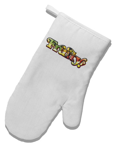 Fruity Text White Printed Fabric Oven Mitt-Oven Mitt-TooLoud-White-Davson Sales