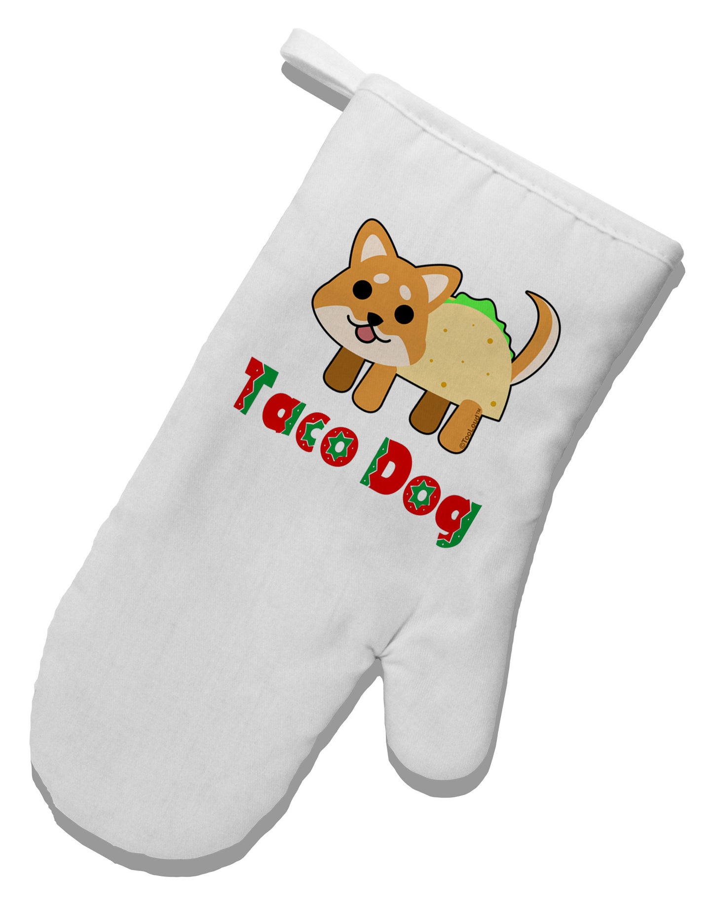 Cute Taco Dog Text White Printed Fabric Oven Mitt-Oven Mitt-TooLoud-White-Davson Sales