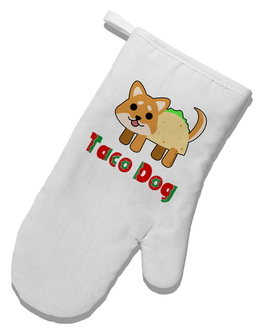 Cute Taco Dog Text White Printed Fabric Oven Mitt-Oven Mitt-TooLoud-White-Davson Sales