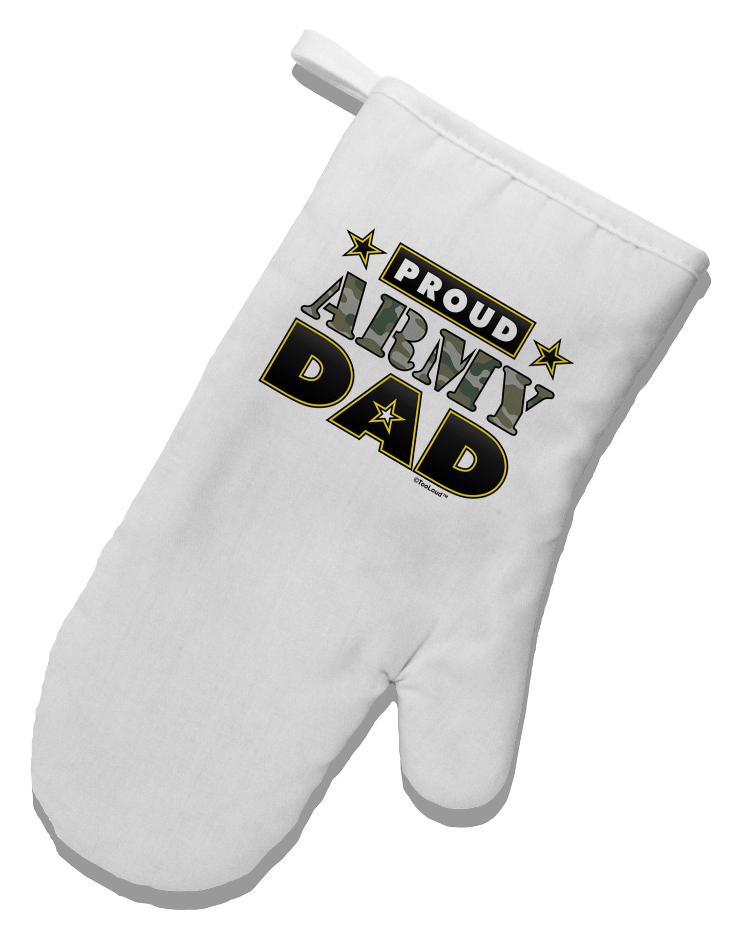 Proud Army Dad White Printed Fabric Oven Mitt-Oven Mitt-TooLoud-White-Davson Sales