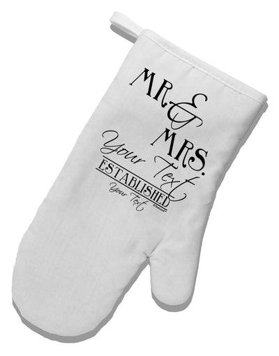 Personalized Mr and Mrs -Name- Established -Date- Design White Printed Fabric Oven Mitt