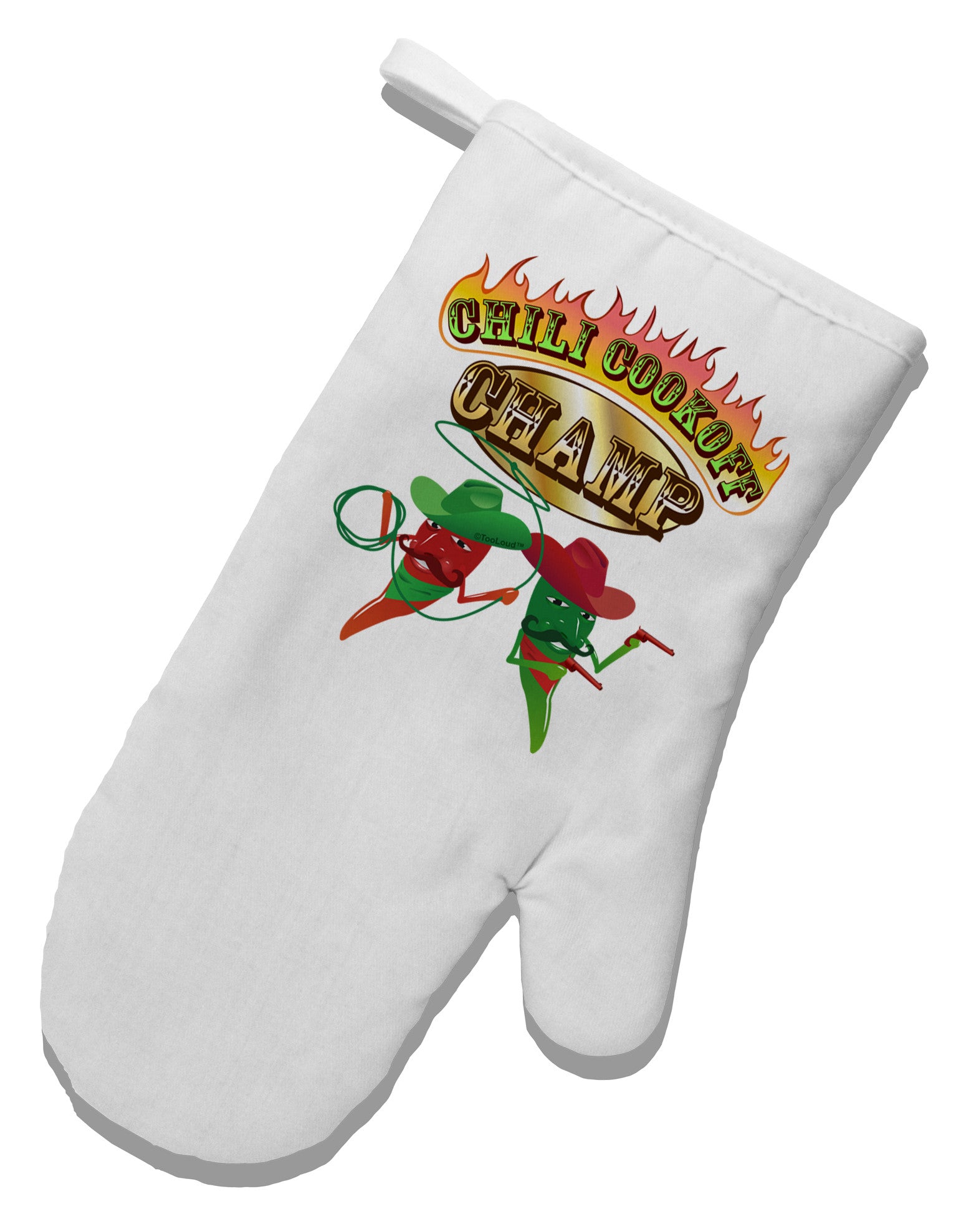 Cowboy Chili Cookoff Champ White Printed Fabric Oven Mitt-Oven Mitt-TooLoud-White-Davson Sales