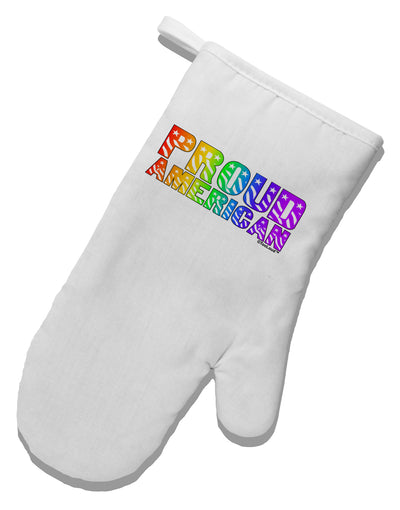 Proud American Rainbow Text White Printed Fabric Oven Mitt by TooLoud-Oven Mitt-TooLoud-White-Davson Sales