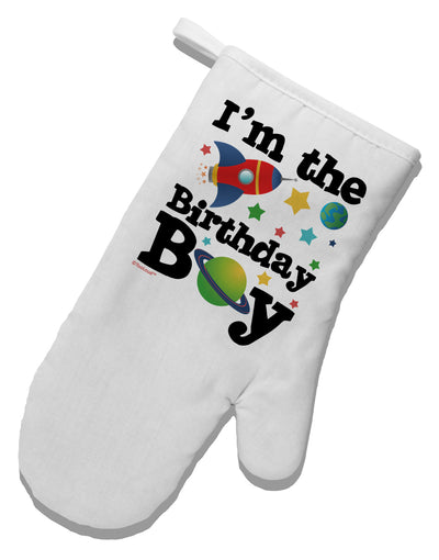 I'm the Birthday Boy - Outer Space Design White Printed Fabric Oven Mitt by TooLoud-Oven Mitt-TooLoud-White-Davson Sales