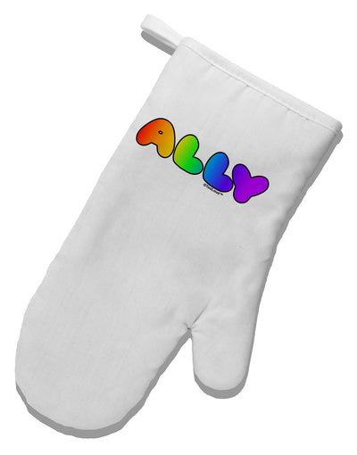 LGBT Ally Rainbow Text White Printed Fabric Oven Mitt by TooLoud-Oven Mitt-TooLoud-White-Davson Sales