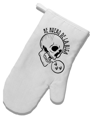 TooLoud Me Muero De La Risa Skull White Printed Fabric Oven Mitt-OvenMitts-TooLoud-Davson Sales