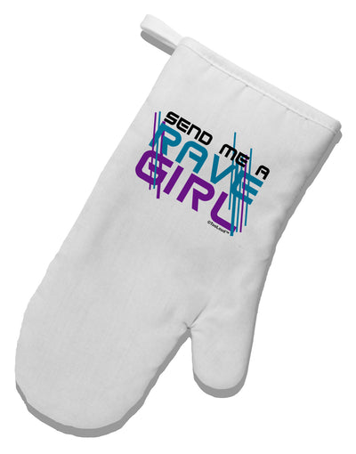 Send Me A Rave Girl White Printed Fabric Oven Mitt-Oven Mitt-TooLoud-White-Davson Sales