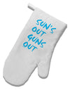 Suns Out Guns Out - Blue White Printed Fabric Oven Mitt-Oven Mitt-TooLoud-White-Davson Sales