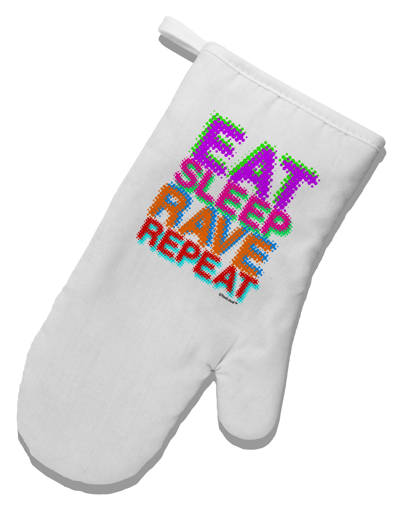 Eat Sleep Rave Repeat Color White Printed Fabric Oven Mitt by TooLoud-Oven Mitt-TooLoud-White-Davson Sales