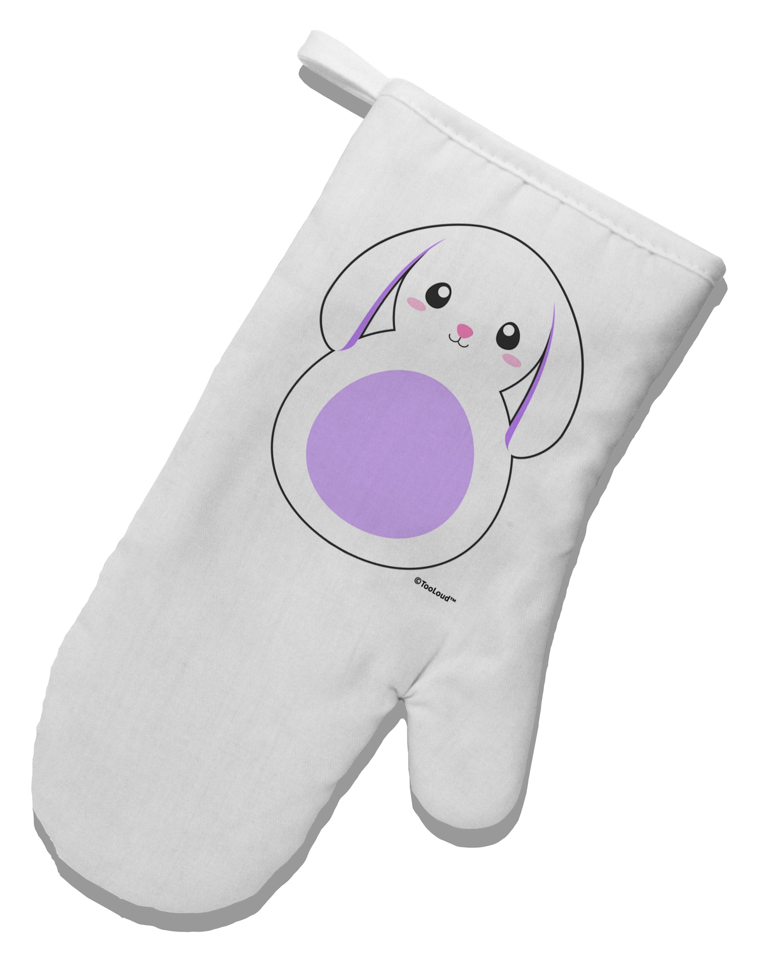 Cute Bunny with Floppy Ears - Purple White Printed Fabric Oven Mitt by TooLoud-Oven Mitt-TooLoud-White-Davson Sales