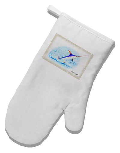 Swordfish Watercolor White Printed Fabric Oven Mitt-Oven Mitt-TooLoud-White-Davson Sales