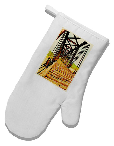 Colorado Bridge Watercolor White Printed Fabric Oven Mitt-Oven Mitt-TooLoud-White-Davson Sales