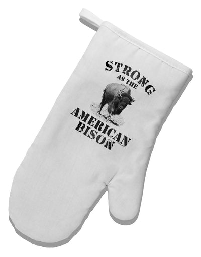 Strong Bison Text White Printed Fabric Oven Mitt-Oven Mitt-TooLoud-White-Davson Sales