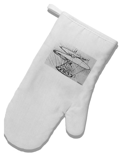 Helicopter Sketch White Printed Fabric Oven Mitt-Oven Mitt-TooLoud-White-Davson Sales