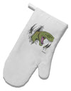 Green Dinosaur Breaking Free White Printed Fabric Oven Mitt by TooLoud-Oven Mitt-TooLoud-White-Davson Sales