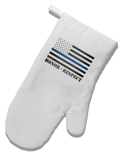 Honor Respect Blue Line White Printed Fabric Oven Mitt-Oven Mitt-TooLoud-White-Davson Sales