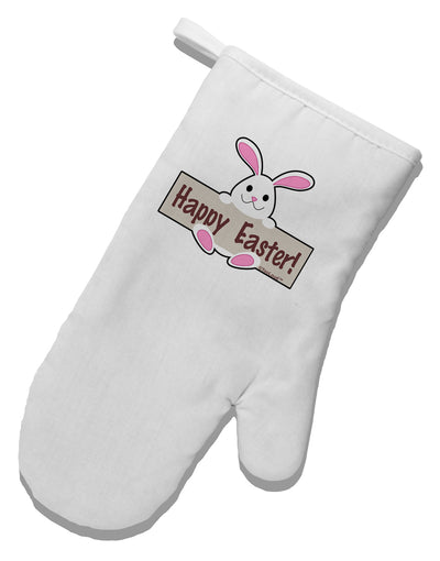 Cute Bunny - Happy Easter White Printed Fabric Oven Mitt by TooLoud-Oven Mitt-TooLoud-White-Davson Sales