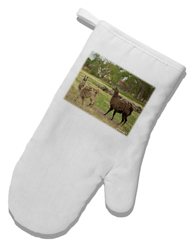 Standing Llamas White Printed Fabric Oven Mitt by TooLoud-Oven Mitt-TooLoud-White-Davson Sales