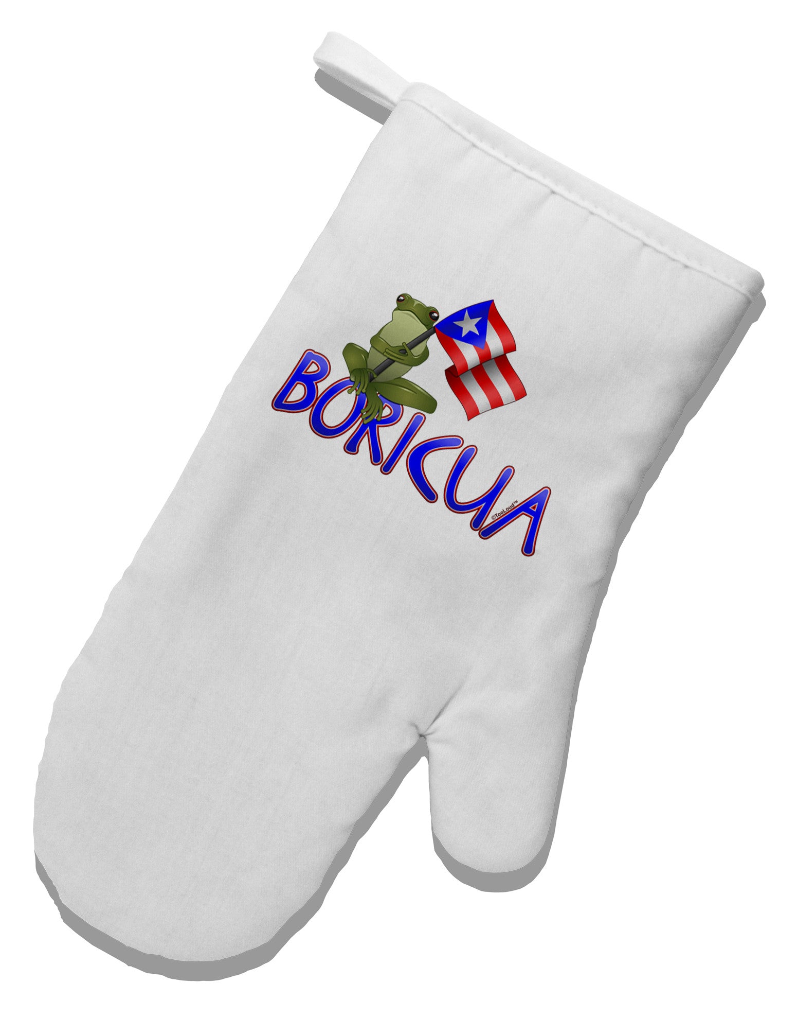 Coqui Boricua White Printed Fabric Oven Mitt-Oven Mitt-TooLoud-White-Davson Sales