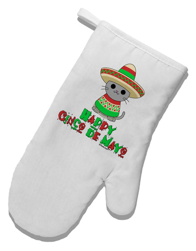 Happy Cinco de Mayo Cat White Printed Fabric Oven Mitt by TooLoud-Oven Mitt-TooLoud-White-Davson Sales