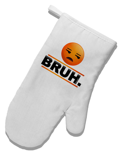 Bruh Emoji White Printed Fabric Oven Mitt-Oven Mitt-TooLoud-White-Davson Sales