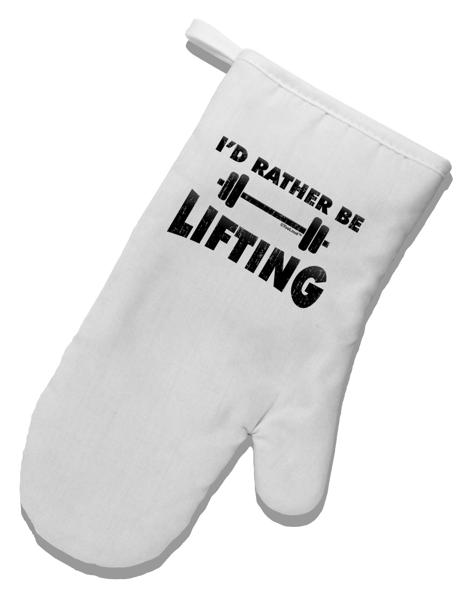 I'd Rather Be Lifting White Printed Fabric Oven Mitt-Oven Mitt-TooLoud-White-Davson Sales