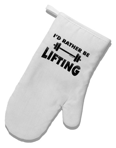 I'd Rather Be Lifting White Printed Fabric Oven Mitt-Oven Mitt-TooLoud-White-Davson Sales