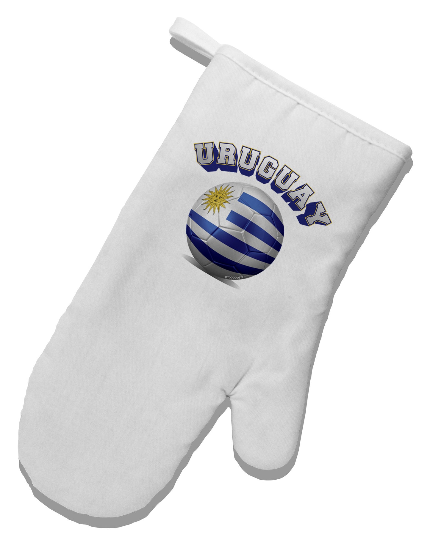Soccer Ball Flag - Uruguay White Printed Fabric Oven Mitt-Oven Mitt-TooLoud-White-Davson Sales