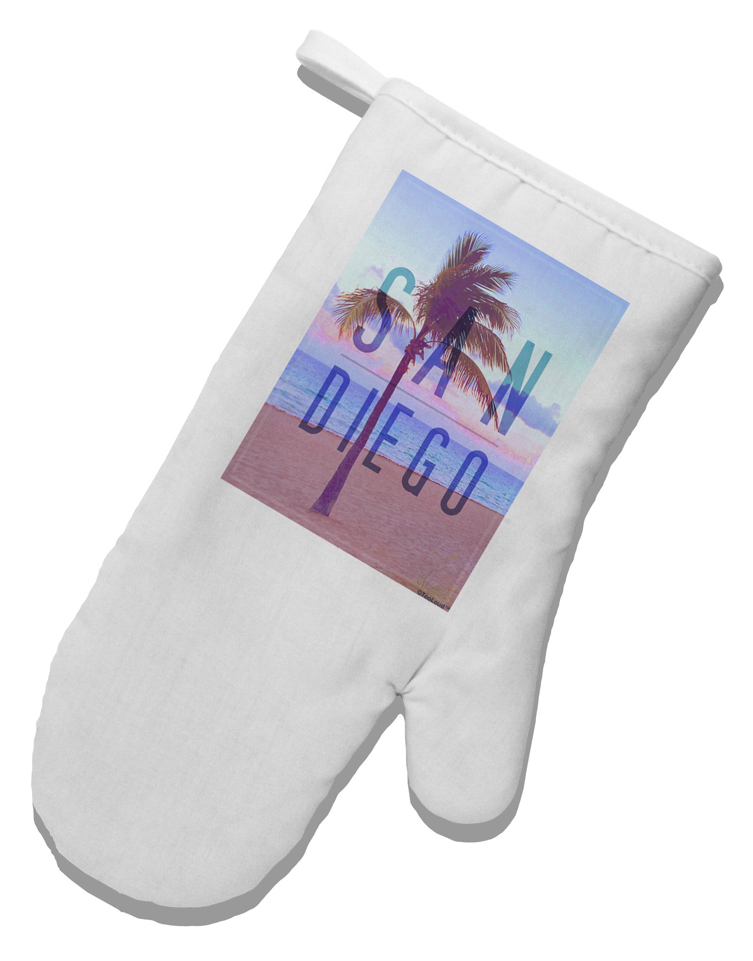 San Diego Beach Filter White Printed Fabric Oven Mitt-Oven Mitt-TooLoud-White-Davson Sales
