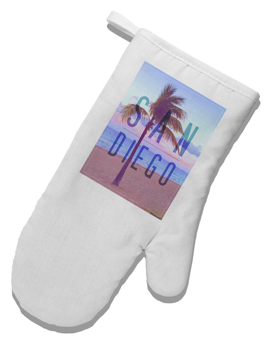 San Diego Beach Filter White Printed Fabric Oven Mitt-Oven Mitt-TooLoud-White-Davson Sales