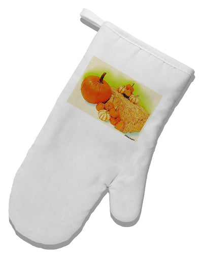 Fall Pumpkin Scene White Printed Fabric Oven Mitt-Oven Mitt-TooLoud-White-Davson Sales