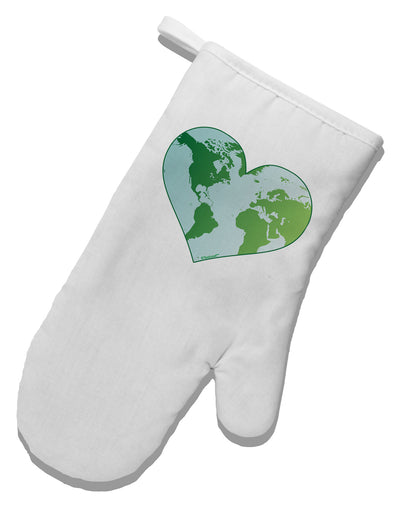 World Globe Heart White Printed Fabric Oven Mitt-Oven Mitt-TooLoud-White-Davson Sales