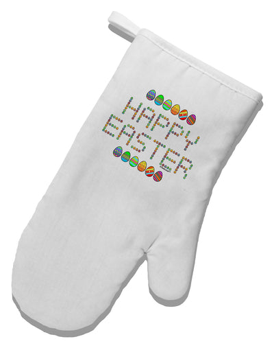 Happy Easter Eggs White Printed Fabric Oven Mitt-Oven Mitt-TooLoud-White-Davson Sales