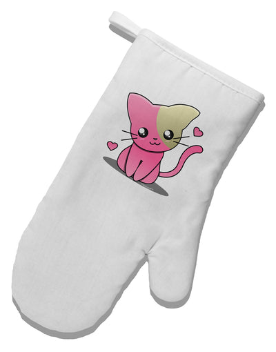 Kawaii Kitty White Printed Fabric Oven Mitt-Oven Mitt-TooLoud-White-Davson Sales