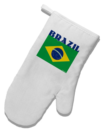 Brazil Flag White Printed Fabric Oven Mitt-Oven Mitt-TooLoud-White-Davson Sales