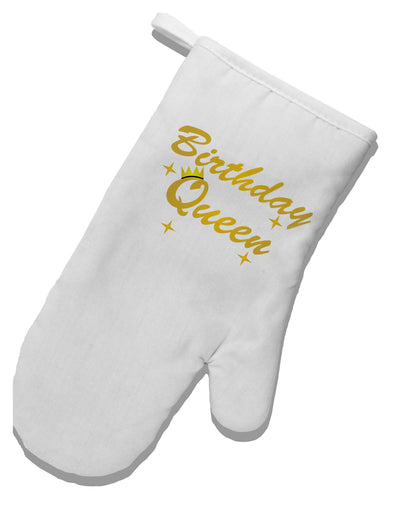 Birthday Queen Text White Printed Fabric Oven Mitt by TooLoud-Oven Mitt-TooLoud-White-Davson Sales