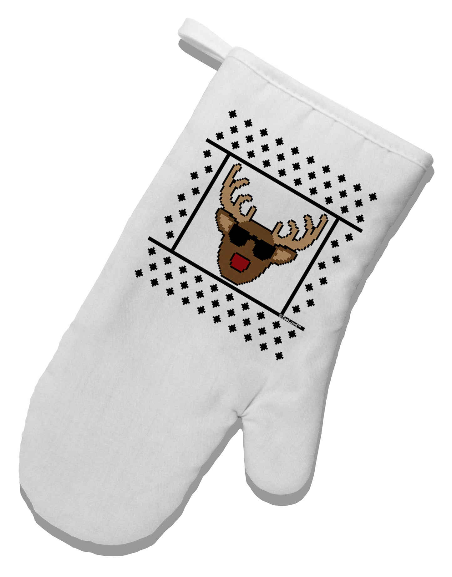 Cool Rudolph Sweater White Printed Fabric Oven Mitt-Oven Mitt-TooLoud-White-Davson Sales