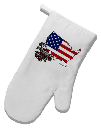 American Roots Design - American Flag White Printed Fabric Oven Mitt by TooLoud-Oven Mitt-TooLoud-White-Davson Sales
