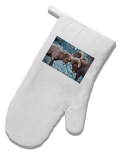 CO Bighorn Head Butt White Printed Fabric Oven Mitt-Oven Mitt-TooLoud-White-Davson Sales