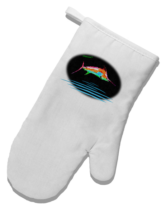 Colorful Swordfish Watercolor White Printed Fabric Oven Mitt-Oven Mitt-TooLoud-White-Davson Sales