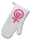Pink Distressed Feminism Symbol White Printed Fabric Oven Mitt