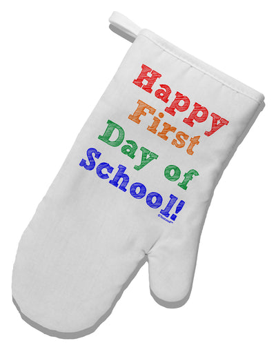 Happy First Day of School White Printed Fabric Oven Mitt-Oven Mitt-TooLoud-White-Davson Sales