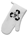 Recycle Biohazard Sign Black and White White Printed Fabric Oven Mitt by TooLoud-Oven Mitt-TooLoud-White-Davson Sales