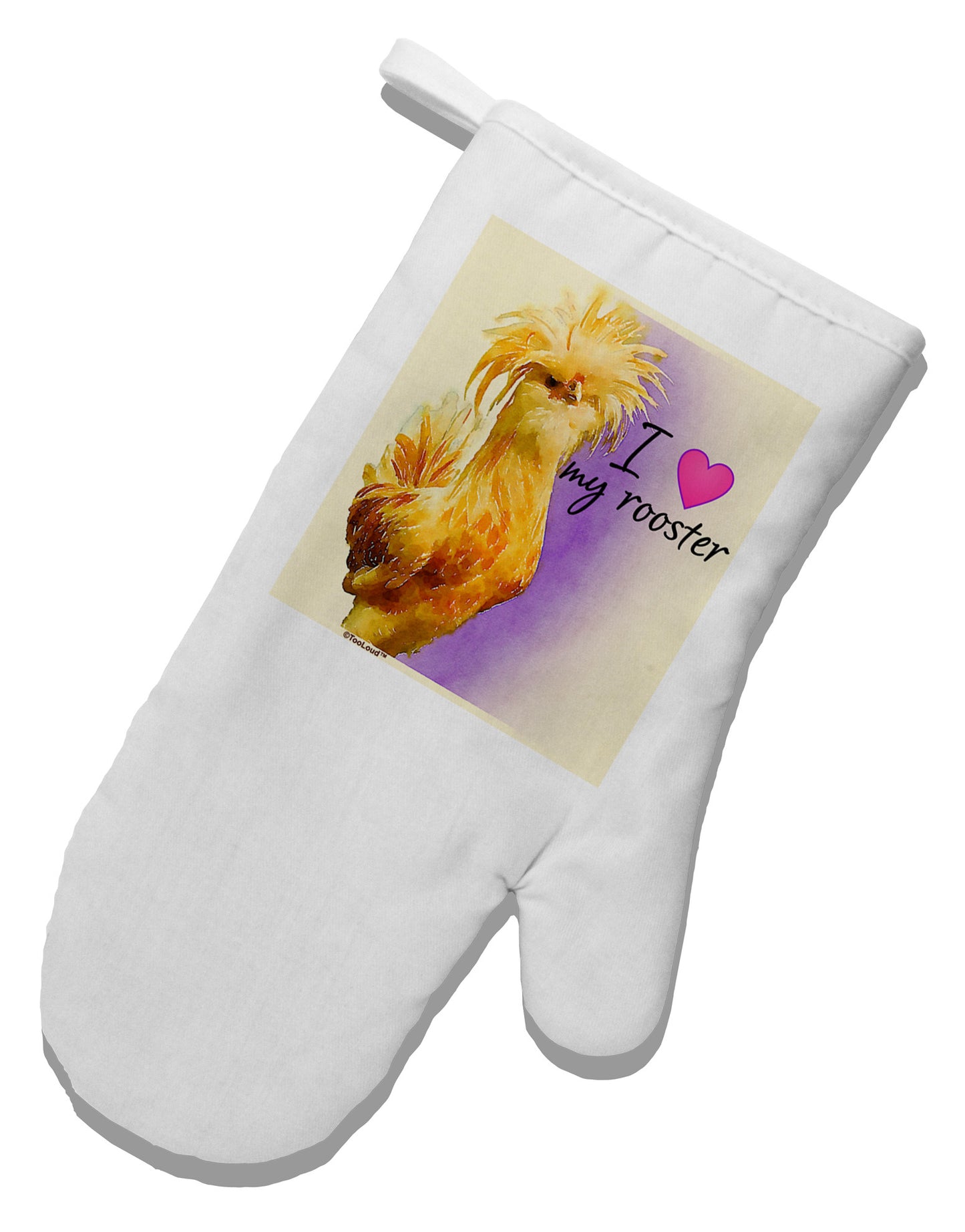 I Heart My Rooster White Printed Fabric Oven Mitt-Oven Mitt-TooLoud-Davson Sales