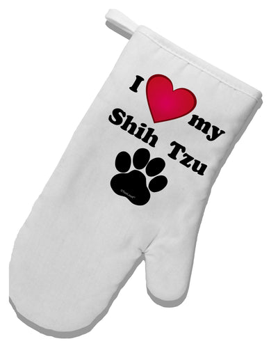 I Heart My Shih Tzu White Printed Fabric Oven Mitt by TooLoud-Oven Mitt-TooLoud-White-Davson Sales