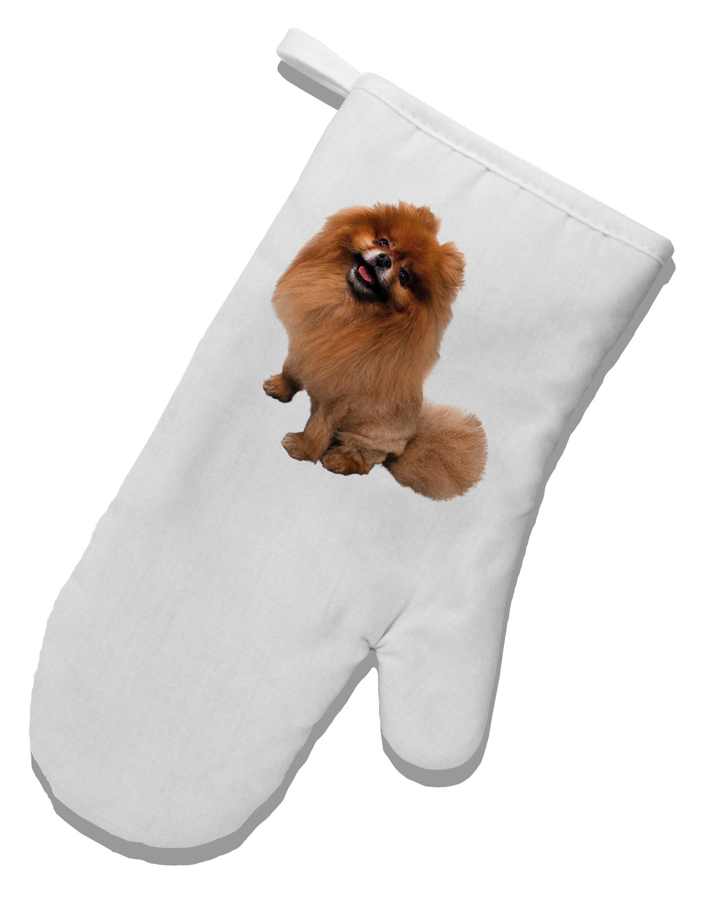 Pomeranian Sitting All Cute-Like White Printed Fabric Oven Mitt-Oven Mitt-TooLoud-White-Davson Sales